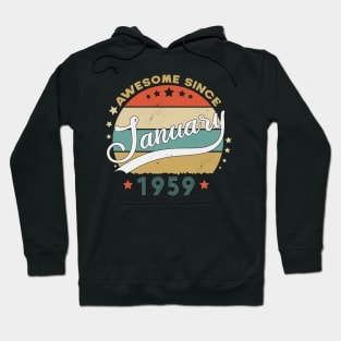 Awesome Since january 1959 Birthday Retro Sunset Vintage Funny Gift For Birthday Hoodie